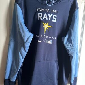 Nike MLB Tampa Bay Rays Authentic Collection Navy and Light Blue Hoodie